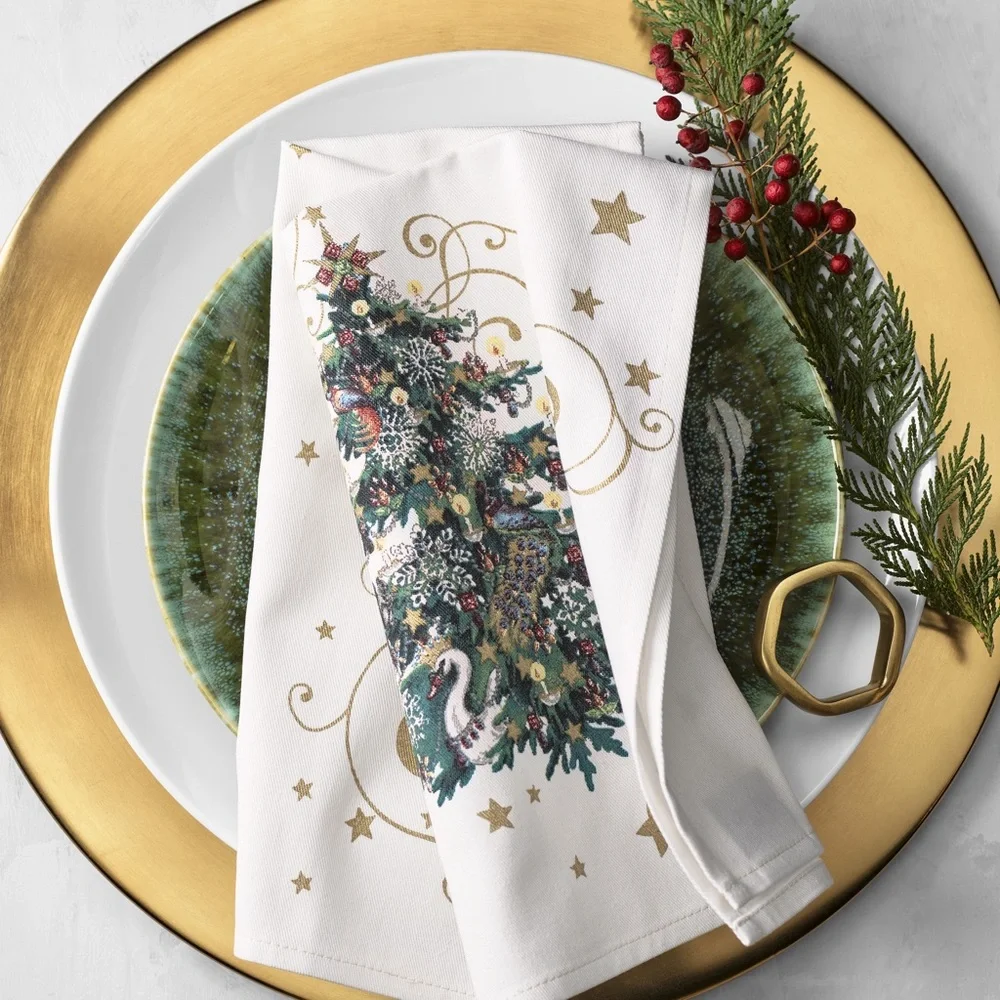 Williams Sonoma 'Twas the Night Before Christmas Napkins - Set of 4 🎅🏻🦌🎄⛄️